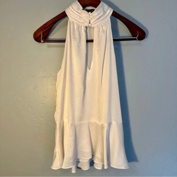 NWOT 1.STATE Halter Neck Rumple Hammered Satin Top - Picture 2 of 12